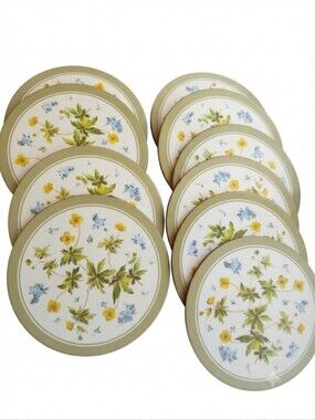 x11 Coasters 1983 ☕ "Floral Lace"  Pimpernel Cork Coasters — English Tableware